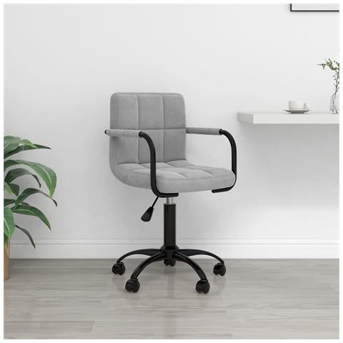 Sedia Da Ufficio Girevole Grigio Chiaro In Velluto - Foto 8