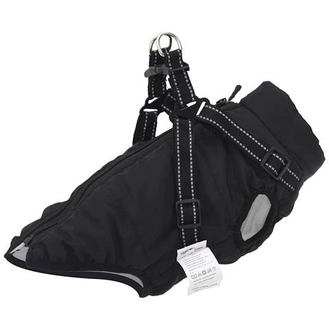 Cappotto Cani con Imbracatura Impermeabile Riflettente Nero L32 - Foto 1