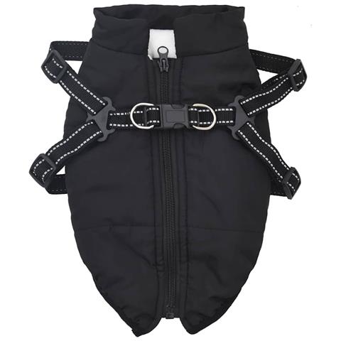 Cappotto Cani con Imbracatura Impermeabile Riflettente Nero L32 - Foto 2
