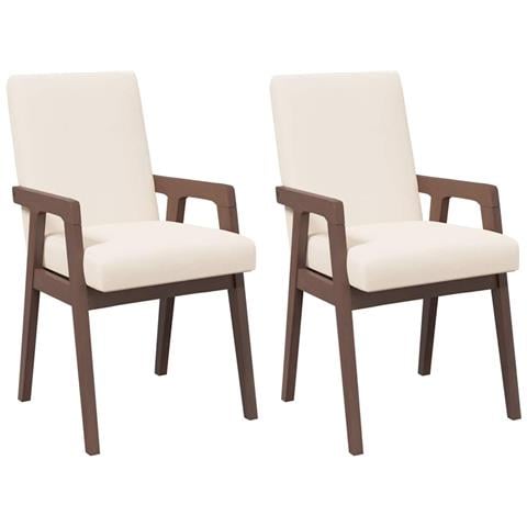 Sedie da Pranzo con Cuscini 2pz Marrone Legno Massello di Hevea - Foto 1