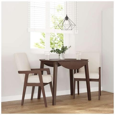 Sedie da Pranzo con Cuscini 2pz Marrone Legno Massello di Hevea - Foto 2