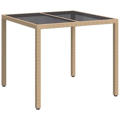 Tavolo da Pranzo da Giardino Beige 90x90x75 cm Polyrattan - Foto 1
