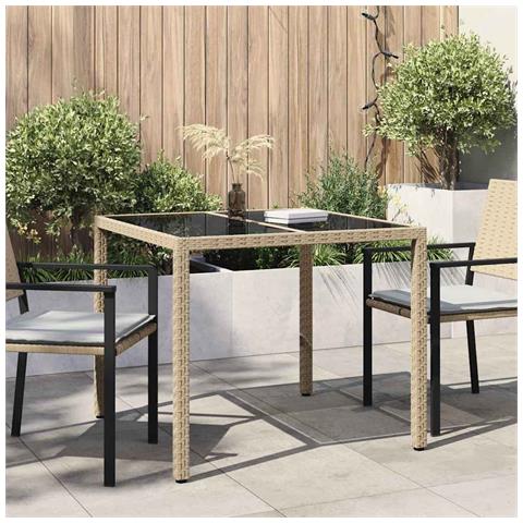 Tavolo da Pranzo da Giardino Beige 90x90x75 cm Polyrattan - Foto 2