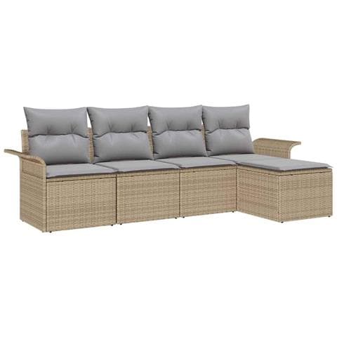 Set di divani da giardino da 5 pezzi con cuscini - Beige in polyrattan - Foto 1