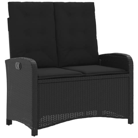 Panca Reclinabile da Giardino con Cuscini Nera in Polyrattan - Foto 1