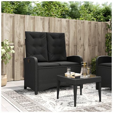 Panca Reclinabile da Giardino con Cuscini Nera in Polyrattan - Foto 2