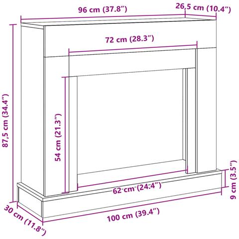 Cornice per Camino Rovere Fumo 100x30x87,5 cm in Truciolato - Foto 9