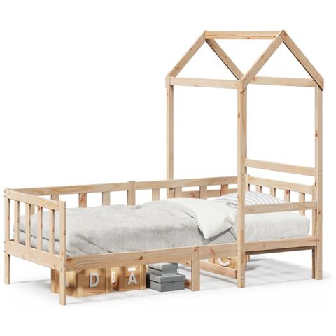 Dormeuse con Tetto 90x200 cm in Legno Massello di Pino - Foto 1