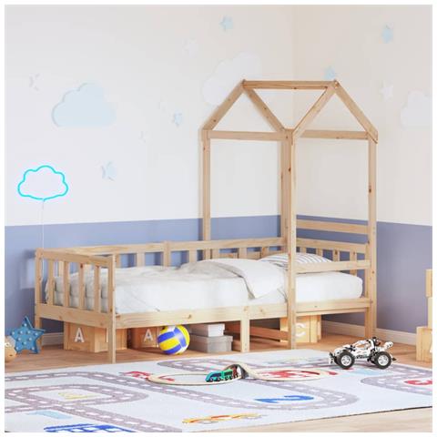 Dormeuse con Tetto 90x200 cm in Legno Massello di Pino - Foto 2