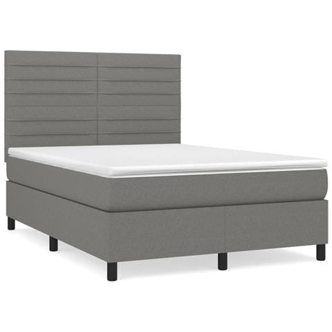 Giroletto a Molle con Materasso Grigio Scuro 140x200cm Tessuto - Foto 1