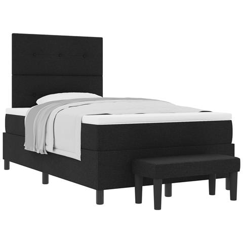 Letto Box Spring con Materasso & Panchina Nero 120x200 cm Tessuto - Foto 1