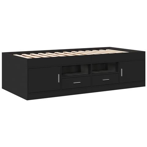 Divano Letto Con Cassetti Senza Materasso Nero 100x200 Cm - Foto 2