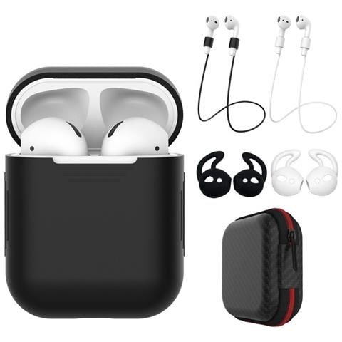 Set 6 Pezzi Custodia Protettiva Per Auricolari Compatibile Con Airpods, Silicone Multicolore, Antiscivolo E Antiurto Black - Foto 1