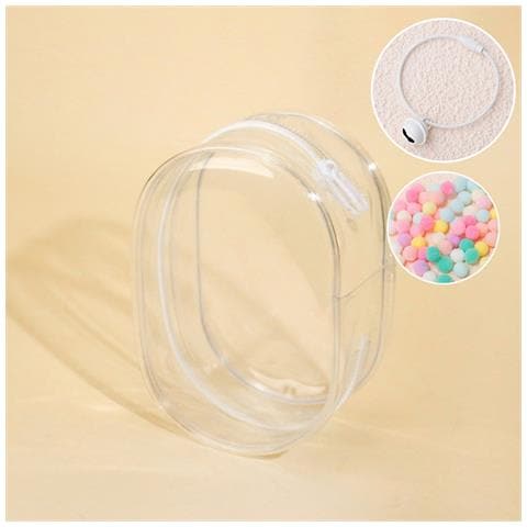 Custodia Per Cosmetici Con Anello A Campanello E Pompon: Organizzazione Elegante E Protezione Antipolvere Transparent - Foto 5