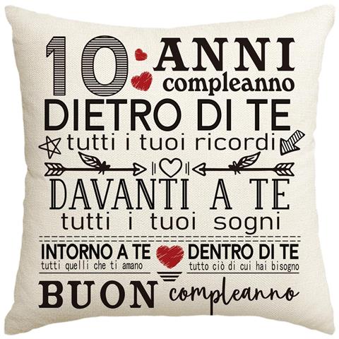 Artoid Mode Federa Decorativa Per Compleanno Per Il 10° Compleanno 45x45 Cm - Foto 1
