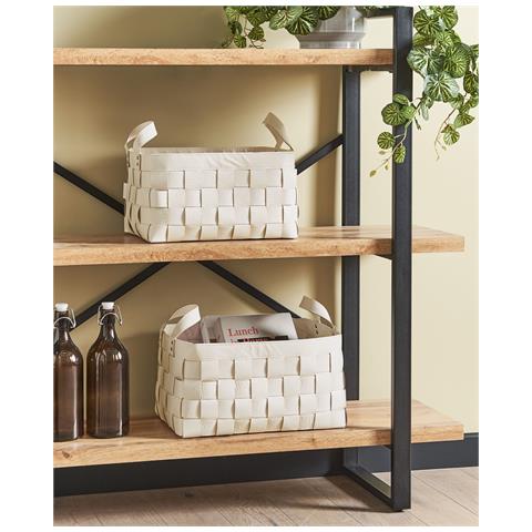 Set Di 2 Cestini Sippar Pelle Sintetica Beige - Foto 1