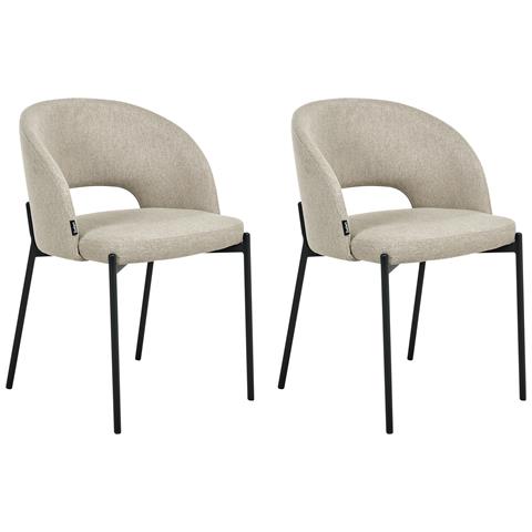 Set Di 2 Sedie Da Pranzo Penny Tessuto Beige Sabbia - Foto 2