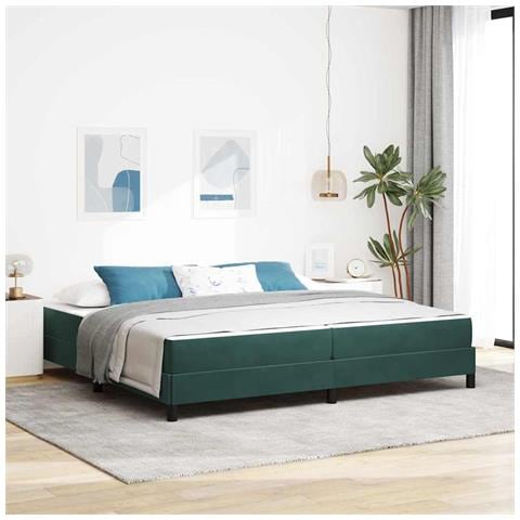 Letto box spring con materasso Verde Scuro 200 x 210 cm Velluto - Foto 2