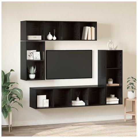 Set mobile TV 4 pcs Rovere nero 37 x 37 x 142.5 cm - Foto 2