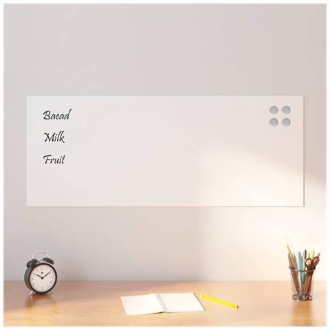 Lavagna Magnetica a Parete Bianca 100x40 cm Vetro Temperato - Foto 2