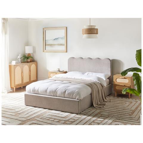 Letto Contenitore Ciniglia Nanterre 140 X 200 Cm Beige - Foto 1