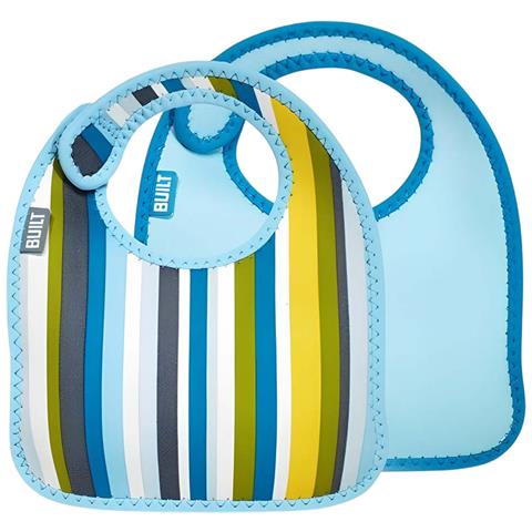Lotto 2 Bavaglini Per Bambino Serie Mess Mate In Neoprene Impermeabile, Blu - Foto 1