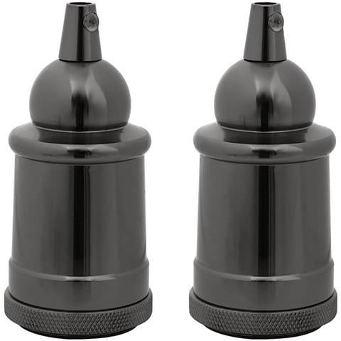 Portalampade 2 pz Nero Lucido E27 - Foto 1