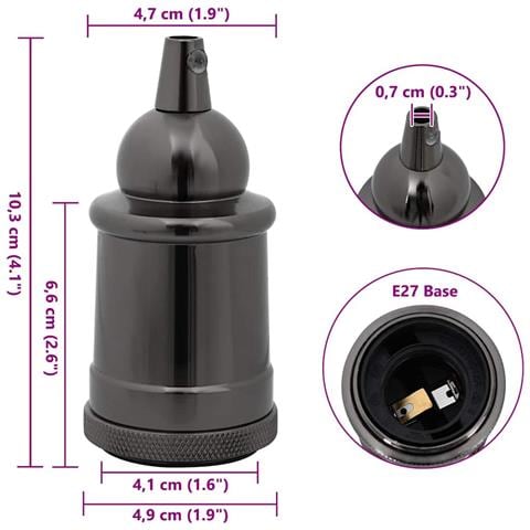 Portalampade 2 pz Nero Lucido E27 - Foto 8