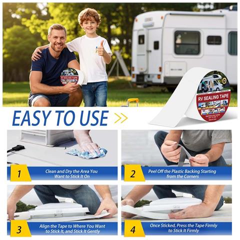 Nastro Sigillante Bianco Per Camper - 1mm Di Spessore, 5cm Di Larghezza, 15m Di Lunghezza - Nastro Di Riparazione Impermeabile In Pvc - Foto 5