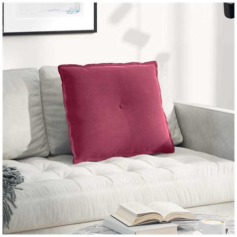 Cuscino per Schiena Rosso Vino 60 x 50 cm Tessuto in Cords - Foto 2