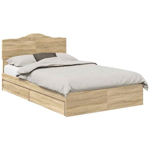 Letto con Contenitore con testiera Rovere Sonoma 135 x 190 cm - Foto 1