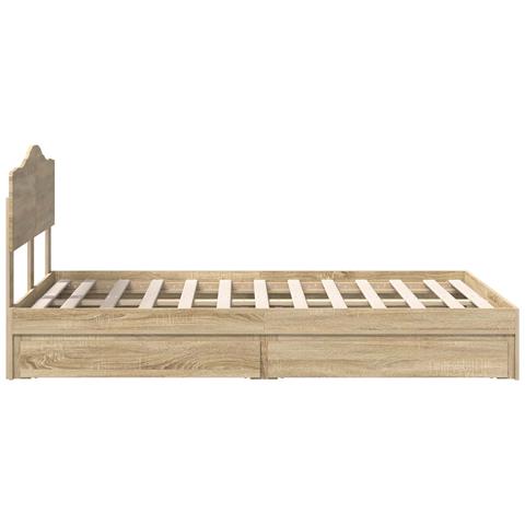 Letto con Contenitore con testiera Rovere Sonoma 135 x 190 cm - Foto 9