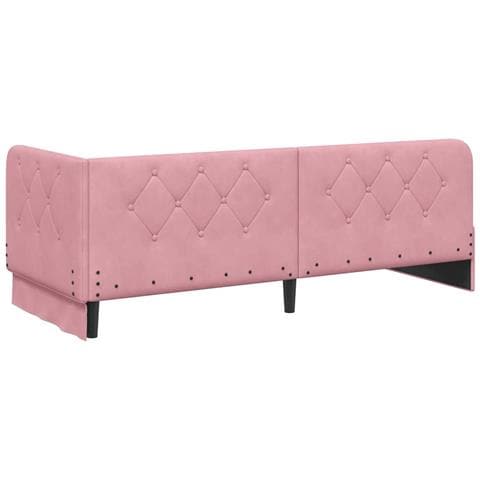 Cornice del letto ad angolo Rosa 80 x 200 cm Velluto - Foto 9