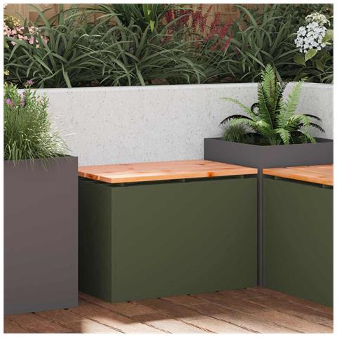 Panchina da giardino Oliver verde 60 x 40 x 43 cm Acciaio - Foto 2