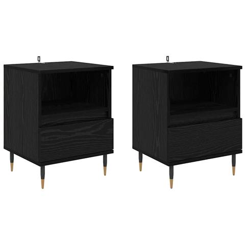 Armadio da Notte con cassetto 2 pcs Rovere nero 40 x 35 x 50 cm - Foto 1