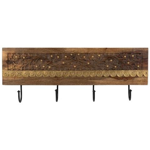 Portabito In Legno Con 4 Ganci Marrone 50x5x18h - Foto 2