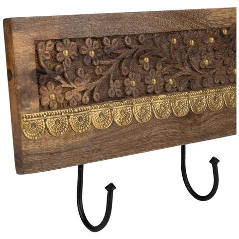 Portabito In Legno Con 4 Ganci Marrone 50x5x18h - Foto 7