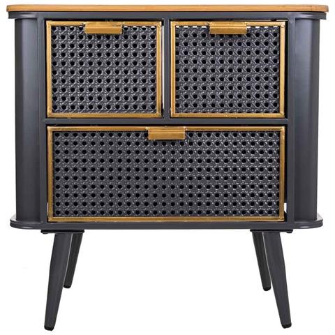 Comodino In Metallo Nero E Legno 58x33x60h - Foto 2