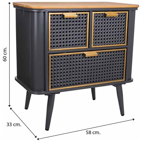 Comodino In Metallo Nero E Legno 58x33x60h - Foto 8