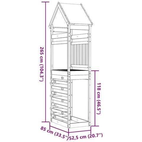 Torre da Gioco Marrone Legno Impregnato Solido - Foto 6