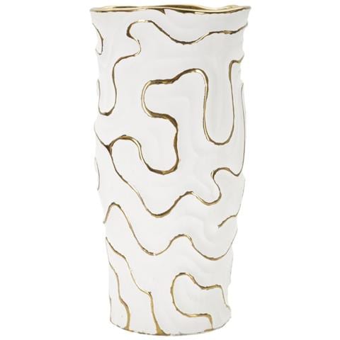 Vaso Adore In Ceramica Bianca Con Decori Oro - Foto 1