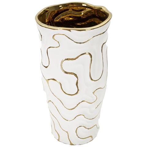 Vaso Adore In Ceramica Bianca Con Decori Oro - Foto 2