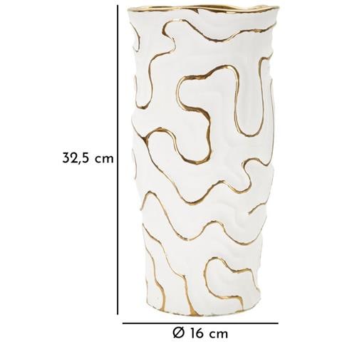 Vaso Adore In Ceramica Bianca Con Decori Oro - Foto 6