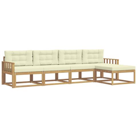 Set di divani da esterno 4 pcs Bianco e Crema Poliestere - Foto 1