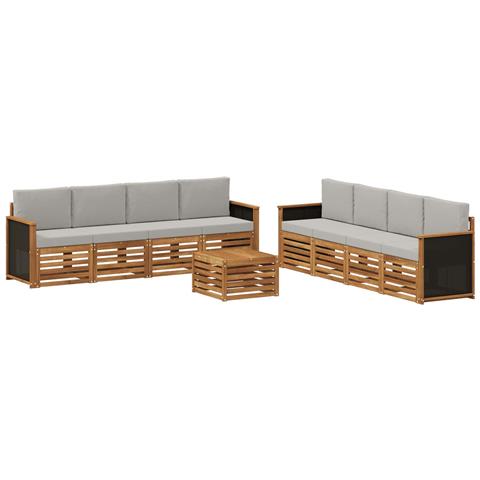Set divani con cuscino 9 pcs Legno di Acacia Massello - Foto 1