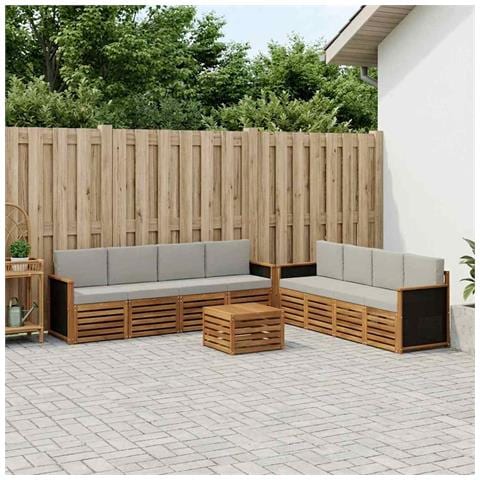 Set divani con cuscino 9 pcs Legno di Acacia Massello - Foto 2