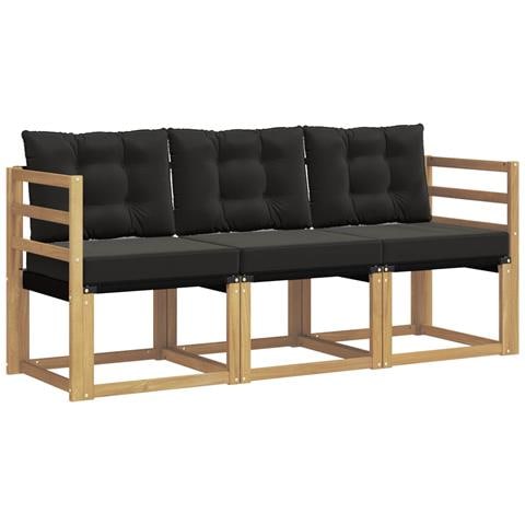 Set di divani da esterno con cuscino 3 pcs Bianco e Nero - Foto 1