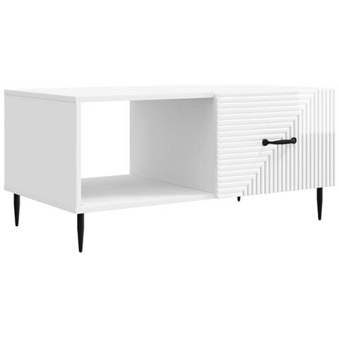 Tavolino da salotto Bianco Lucido 90 x 50 x 40 cm - Foto 1