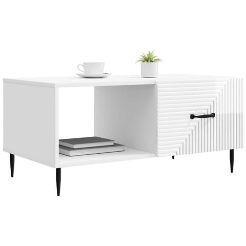 Tavolino da salotto Bianco Lucido 90 x 50 x 40 cm - Foto 2
