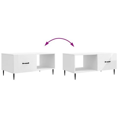 Tavolino da salotto Bianco Lucido 90 x 50 x 40 cm - Foto 9